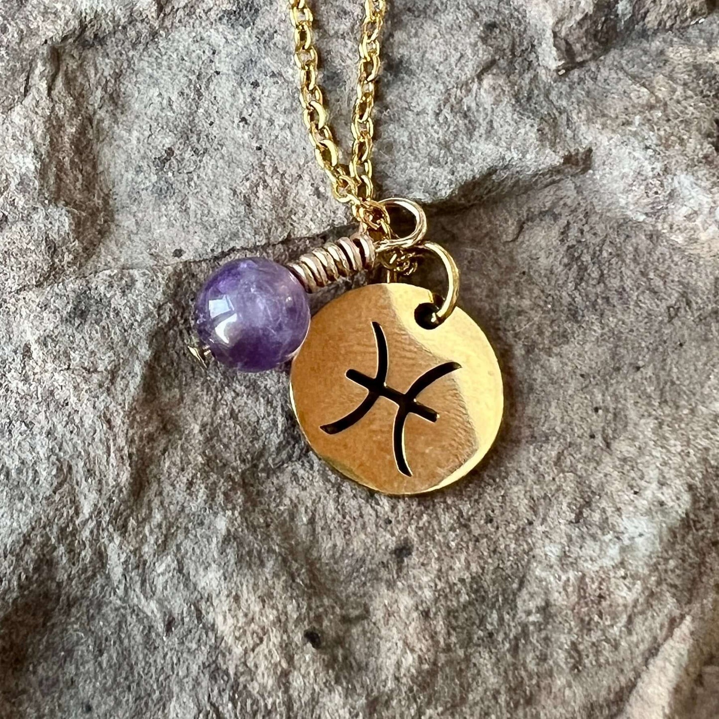 Zodiac Charm & Gemstone Necklace