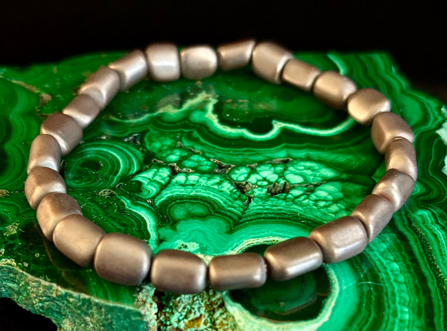 Hematite Bead Bracelet – Gunmetal, Gold & Silver (Medium–Large Wrists)