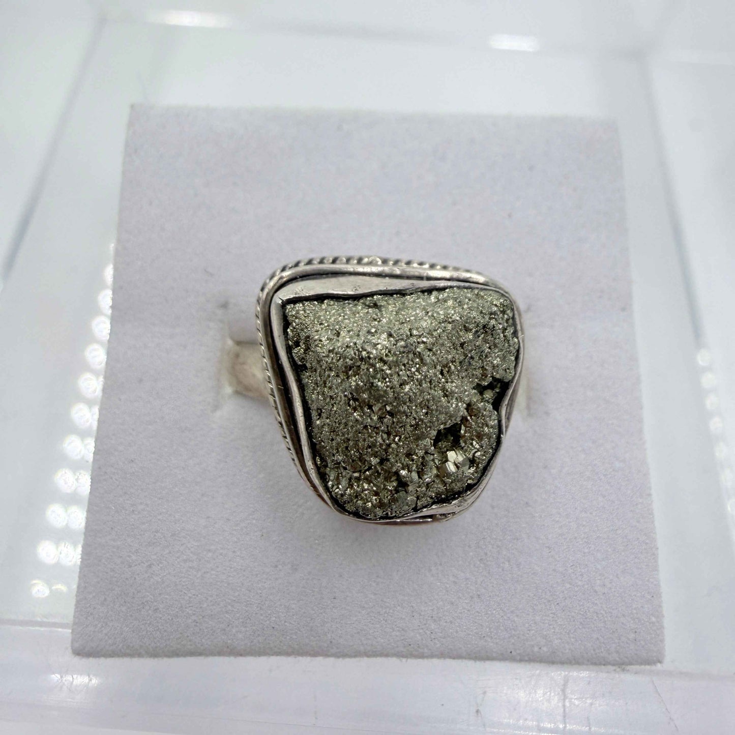 Sterling Silver Freeform Pyrite Ring – Size 9 – Protection, Confidence & Grounding