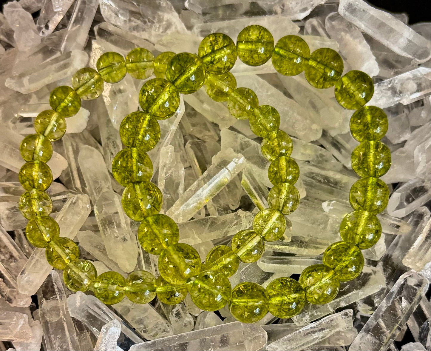 Green Peridot Healing Bracelet – 8mm or 10mm Beads for Abundance, Growth & Emotional Clarity