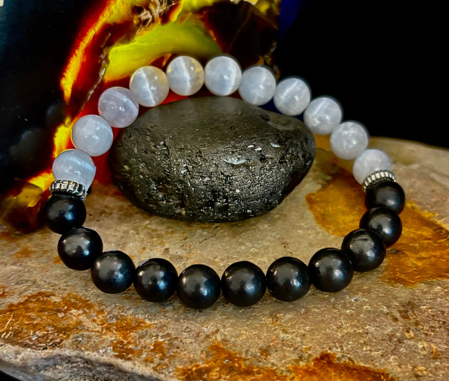 Protection Intention Bracelet – Shungite & Selenite Energy Bracelet