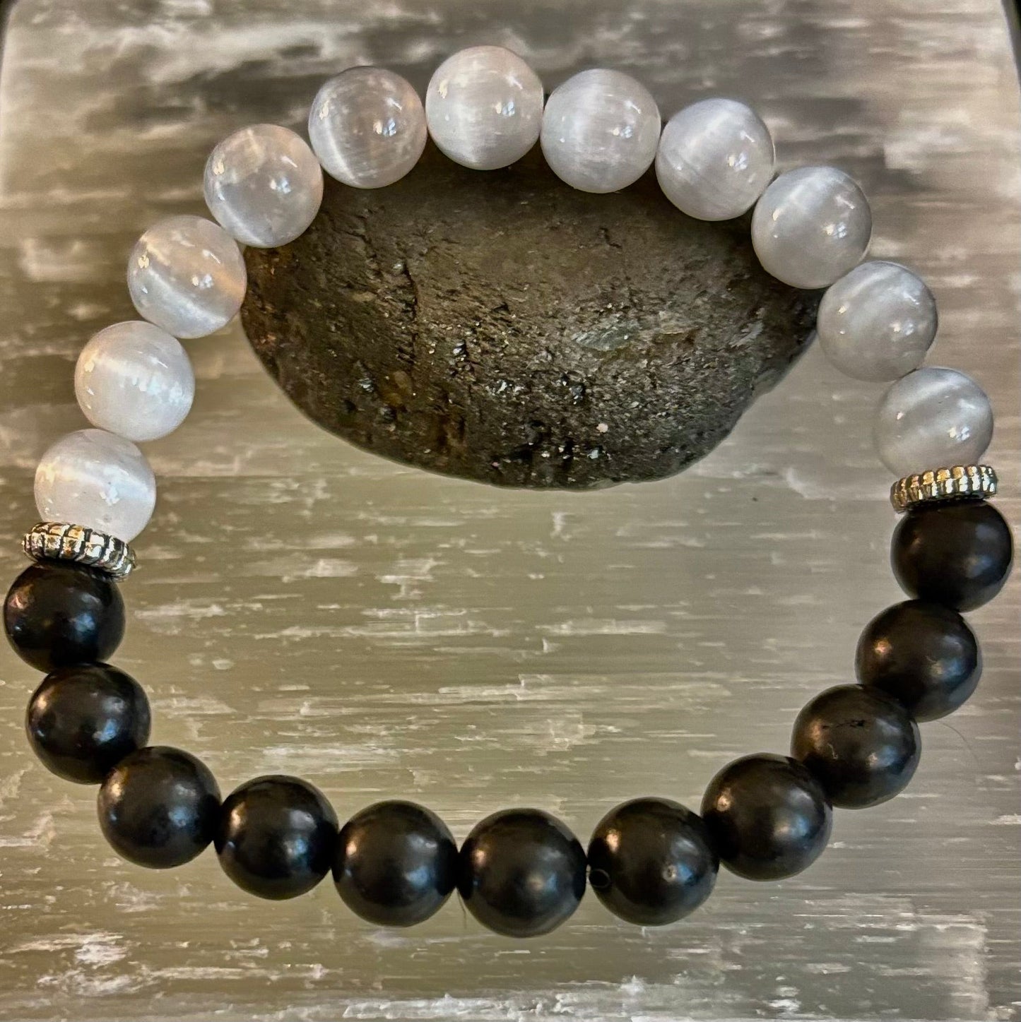 Protection Intention Bracelet – Shungite & Selenite Energy Bracelet
