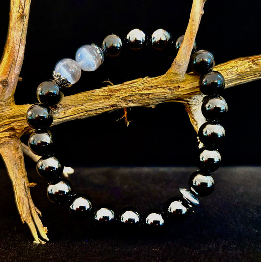 Energy Shield Bracelet – Black Obsidian & Selenite Protection Bracelet