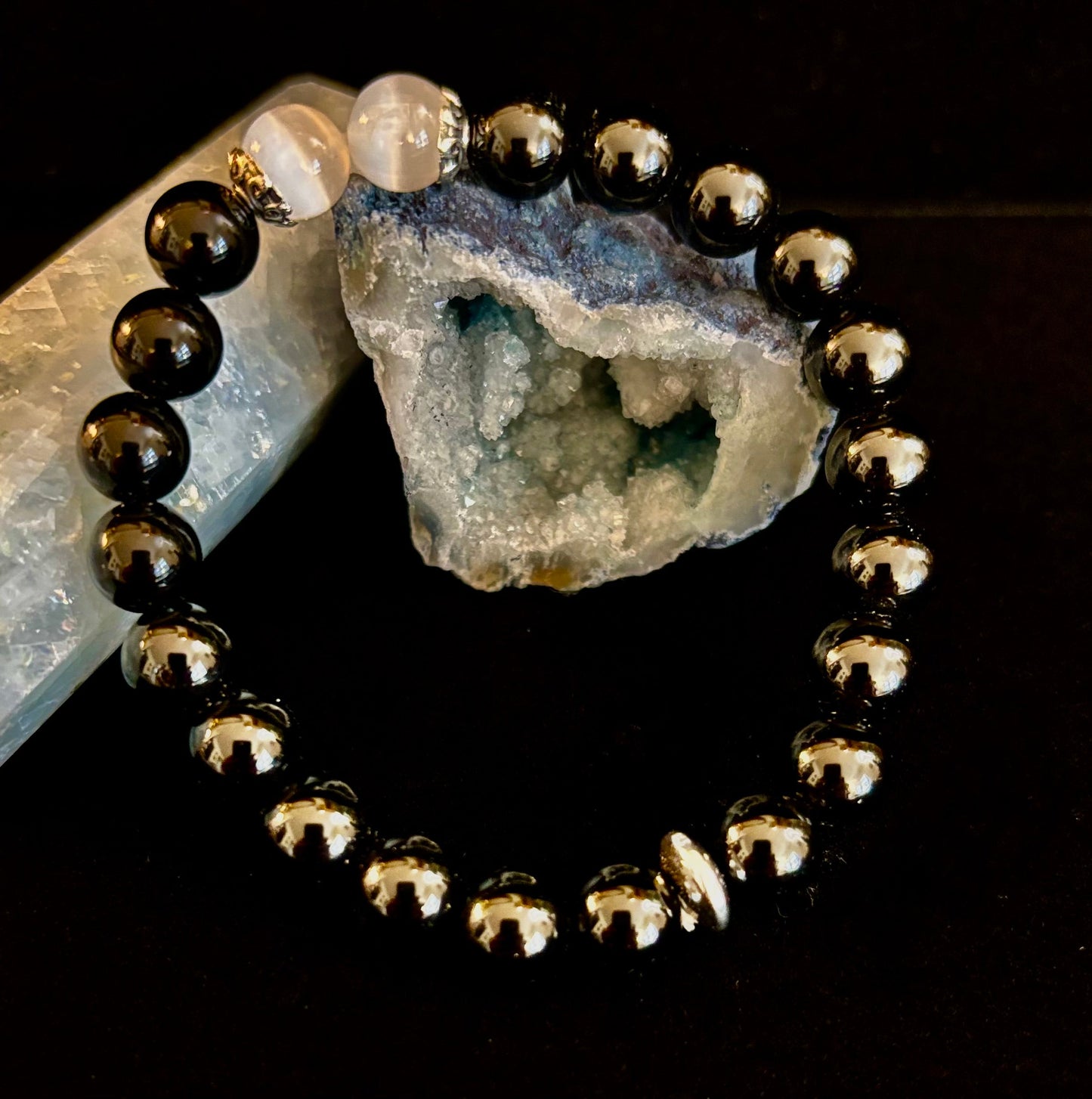 Energy Shield Bracelet – Black Obsidian & Selenite Protection Bracelet
