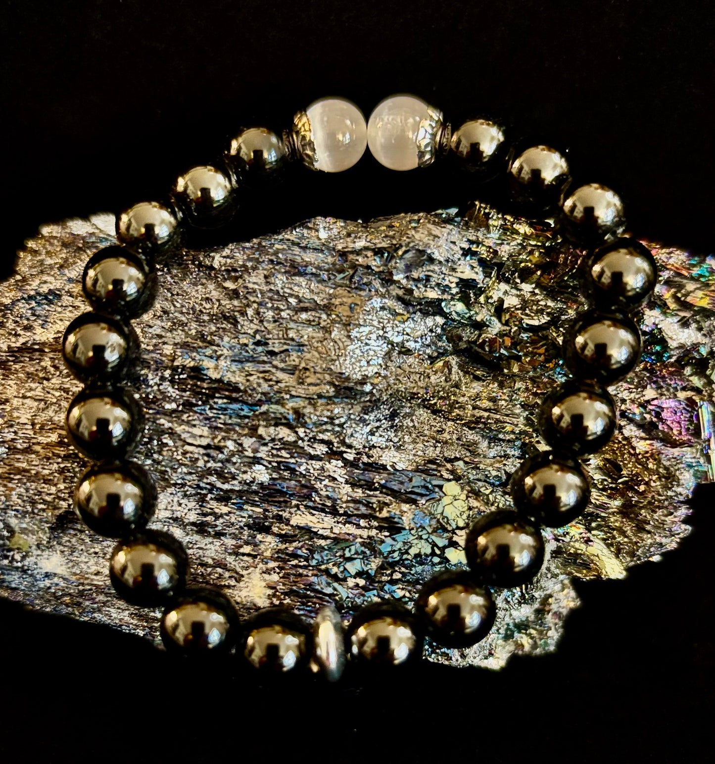 Energy Shield Bracelet – Black Obsidian & Selenite Protection Bracelet