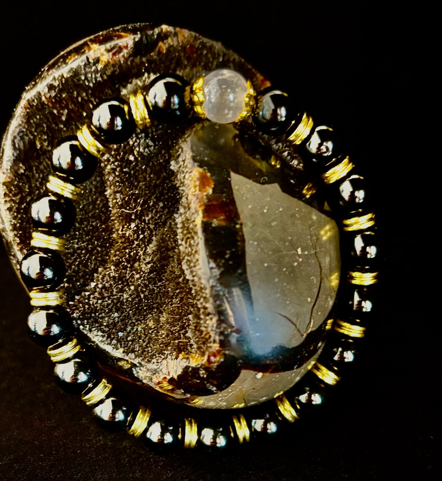 Divine Balance Bracelet – Selenite & Black Obsidian with Gold Accents