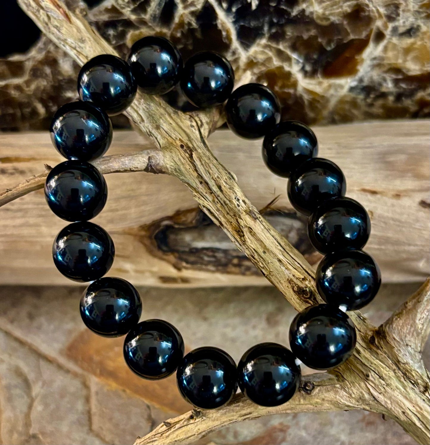 Black Obsidian Beaded Bracelet – Grounding, Protection & Inner Peace