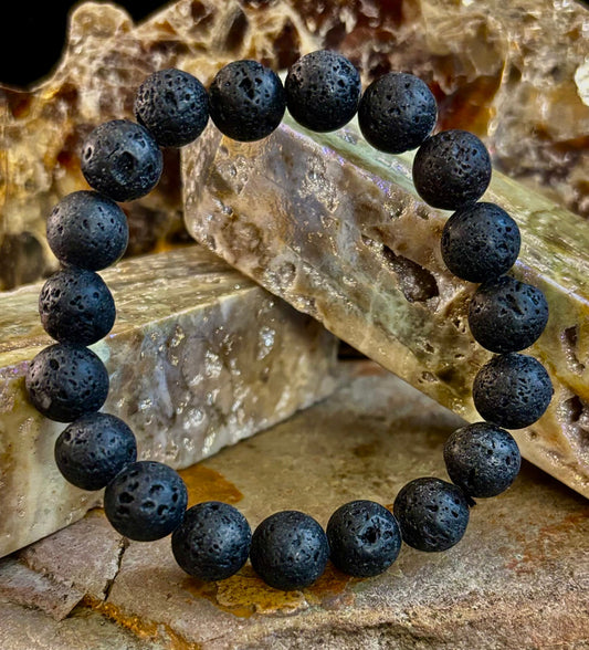 Grounded Energy Lava Rock Bracelet – Strength • Stability • Protection (10mm, Small Wrists)