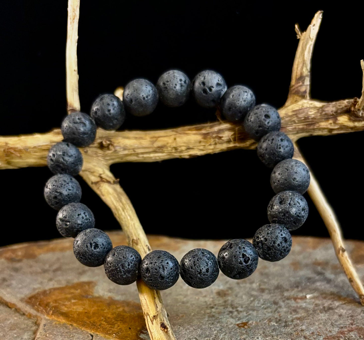 Grounded Energy Lava Rock Bracelet – Strength • Stability • Protection (10mm, Small Wrists)