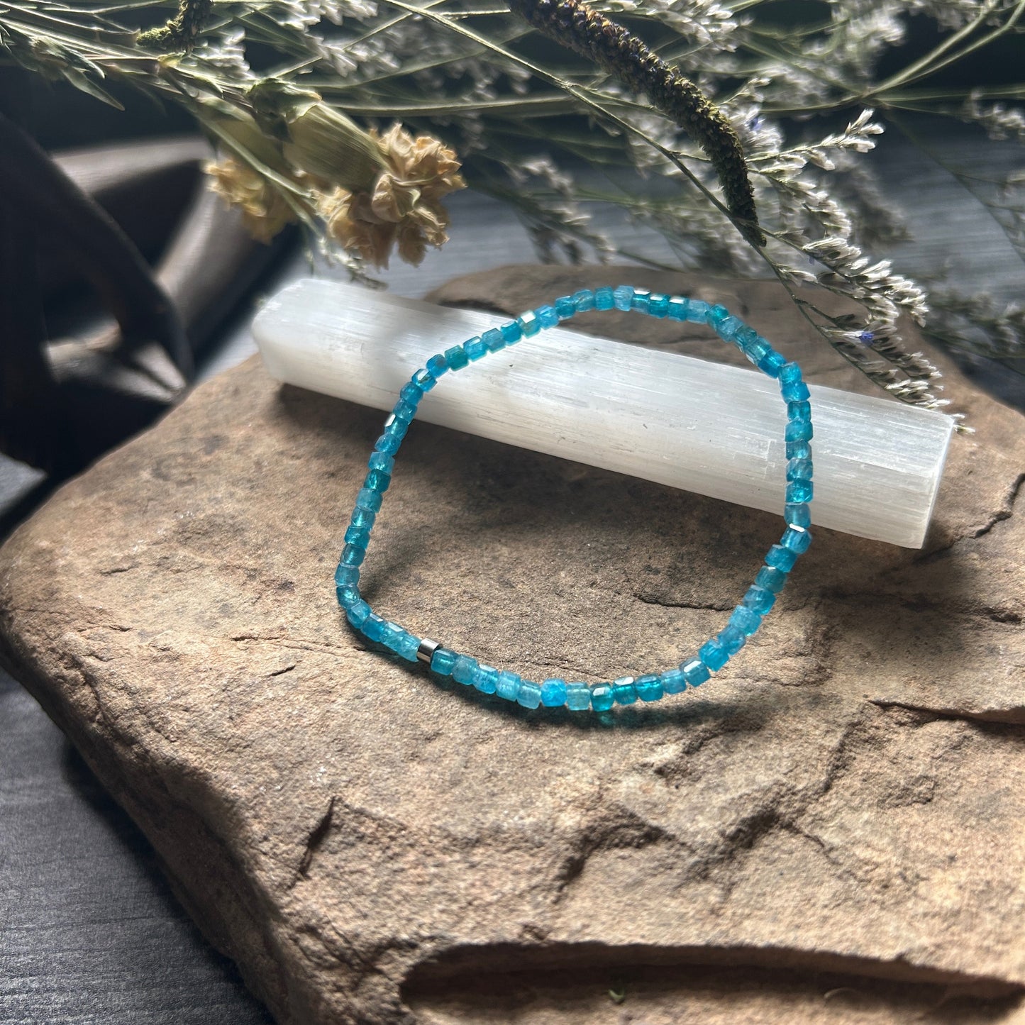 Blue Apatite Cube Bracelet - Subtle Radiance Collection
