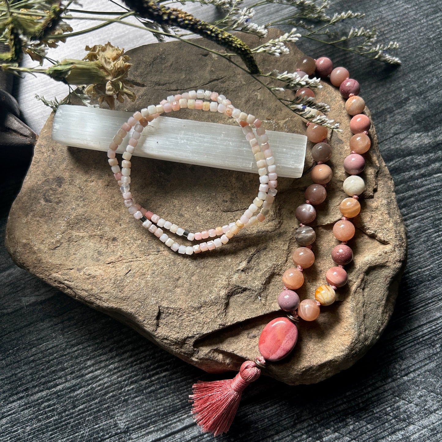 Pink Opal Cube Bracelet - Subtle Radiance Collection