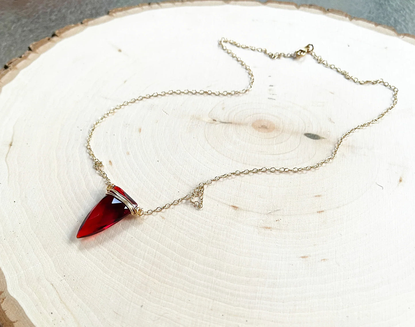 Red Quartz Wire Wrapped Necklace