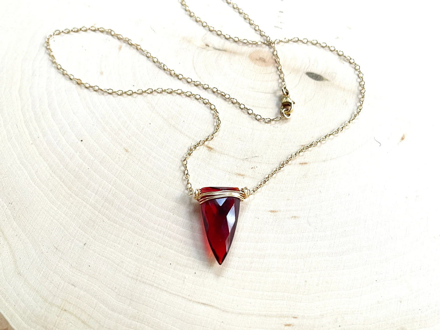Red Quartz Wire Wrapped Necklace