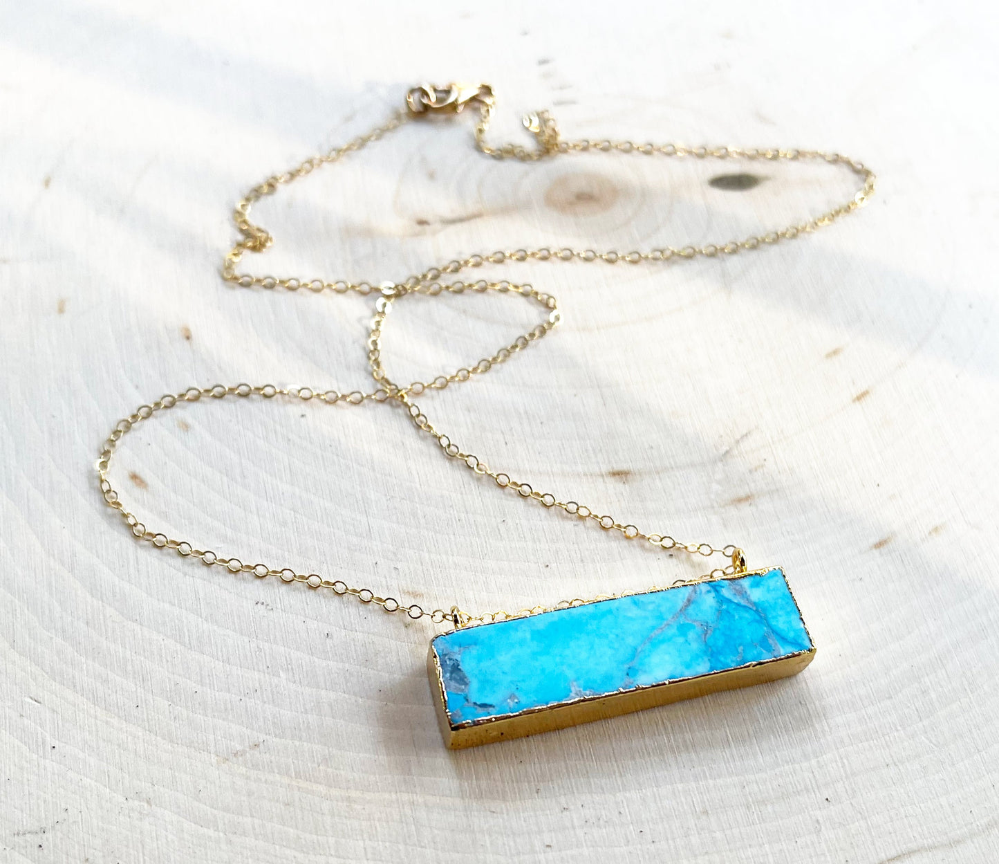 Turquoise Bar Gold Filled Necklace