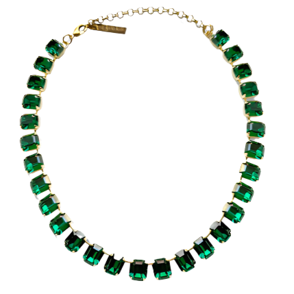 Cara Emerald Green Crystal Square Cut Necklace