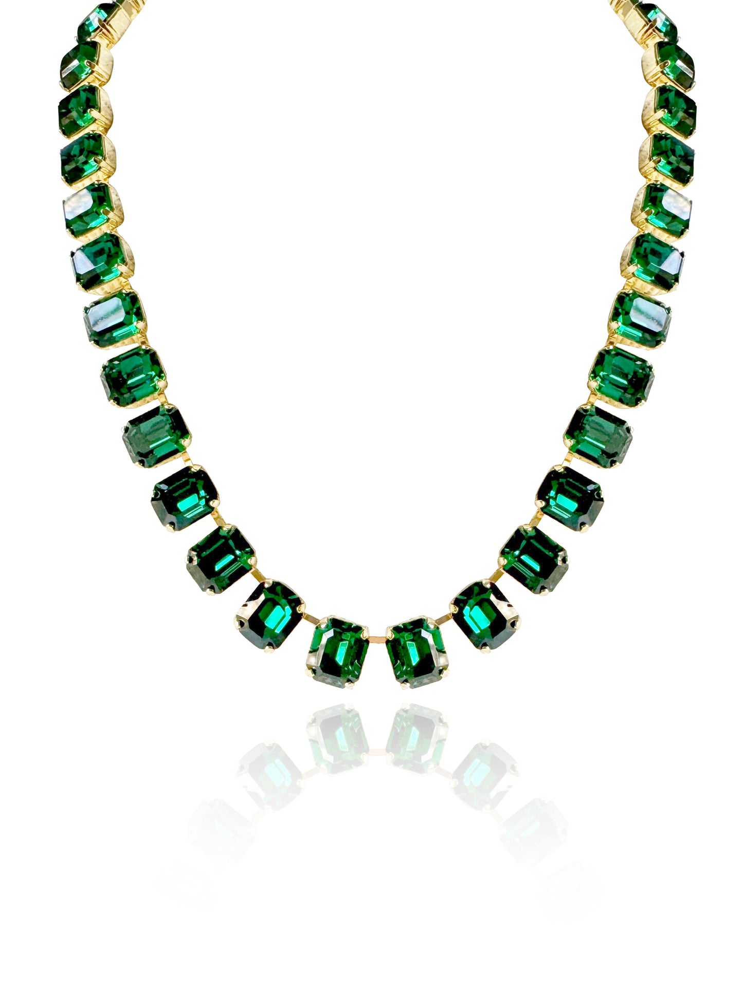Cara Emerald Green Crystal Square Cut Necklace