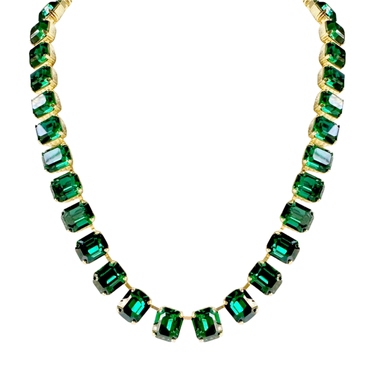 Cara Emerald Green Crystal Square Cut Necklace