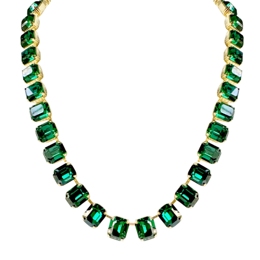 Cara Emerald Green Crystal Square Cut Necklace