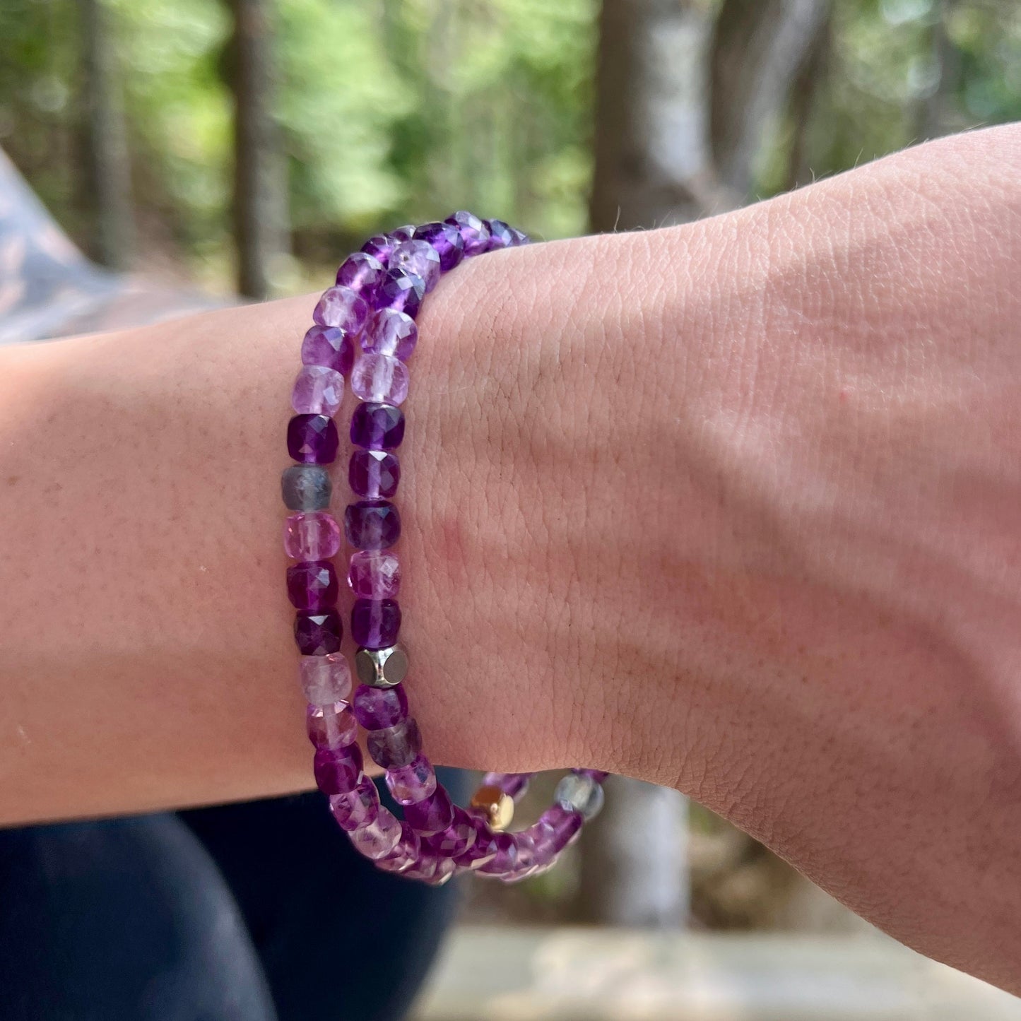 Purple Fluorite Cube Bracelet - Subtle Radiance Collection