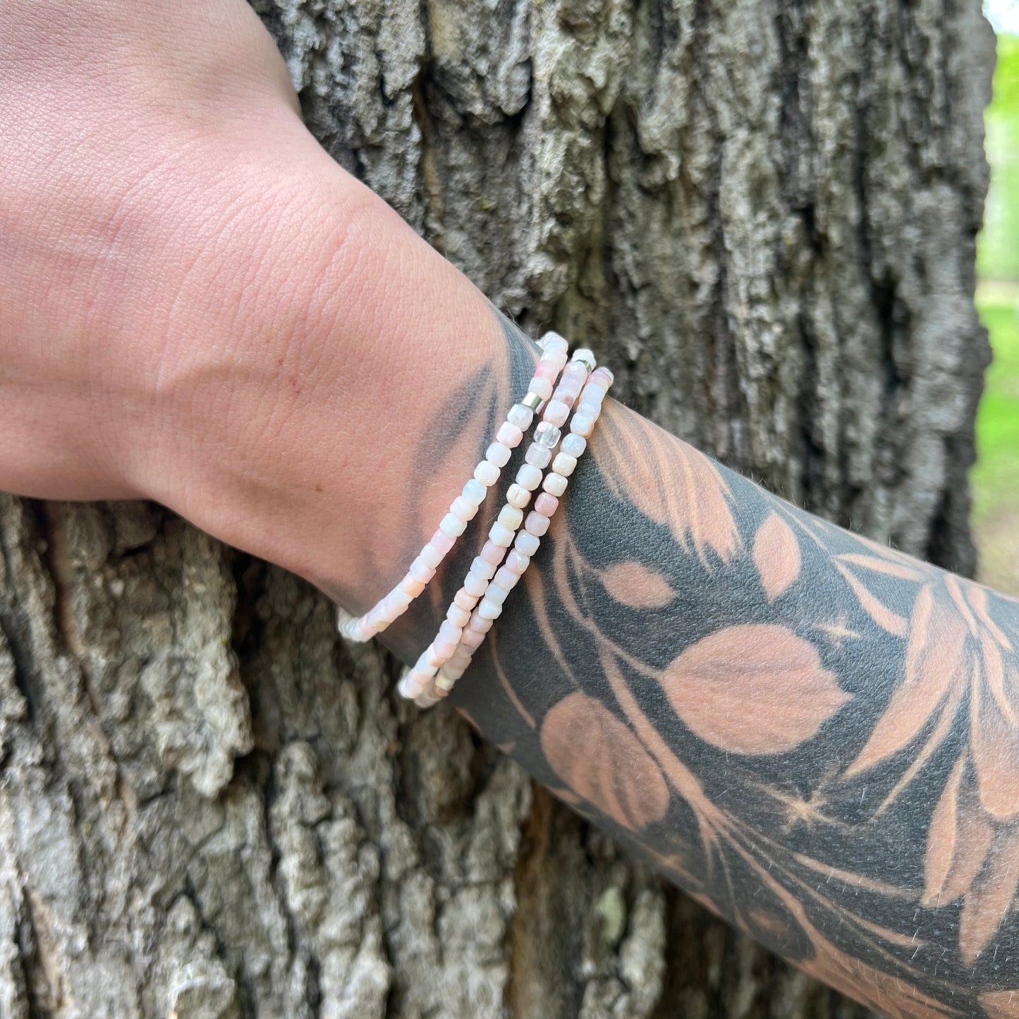 Pink Opal Cube Bracelet - Subtle Radiance Collection