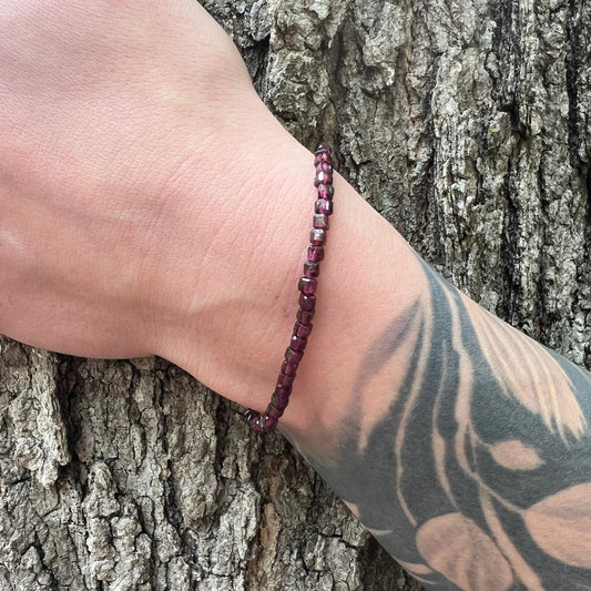 Purple Garnet Cube Bracelet - Subtle Radiance Collection