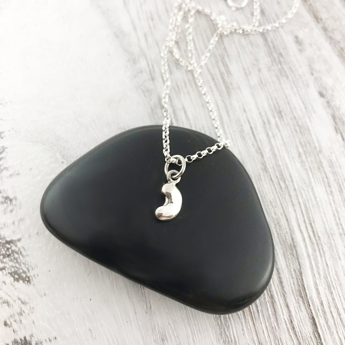 Tiny Sterling Silver Bean Necklace