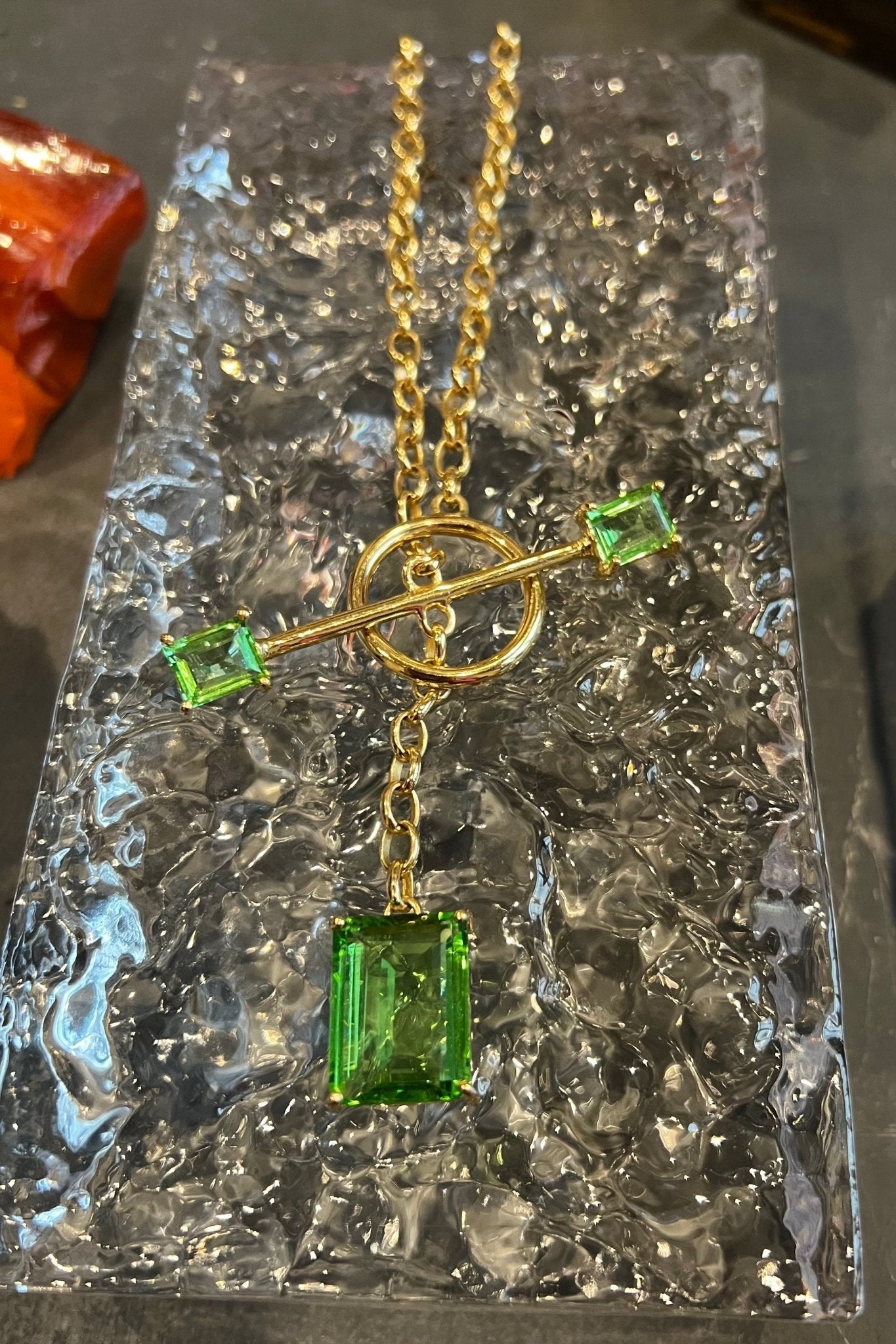 Gem Drop Toggle Necklace in Green Envy (Gold) SHIPS IN FEBRUARY