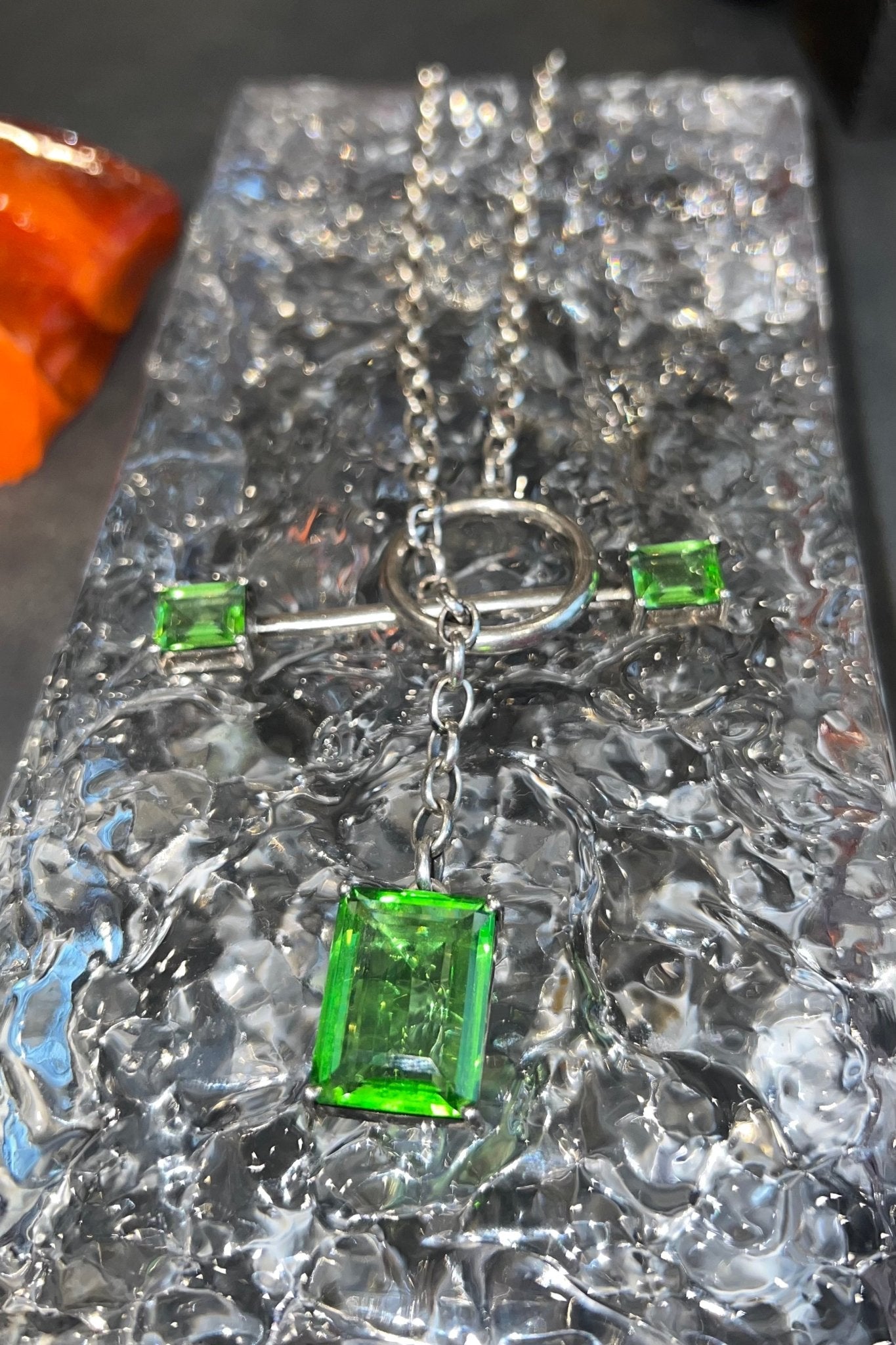 Gem Drop Toggle Necklace in Green Envy (Silver) SHIPS IN FEBRUARY
