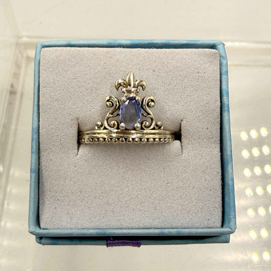 Sterling Silver Princess Crown Tanzanite Ring - Size 7 - Spiritual, Intuitive & Elevated