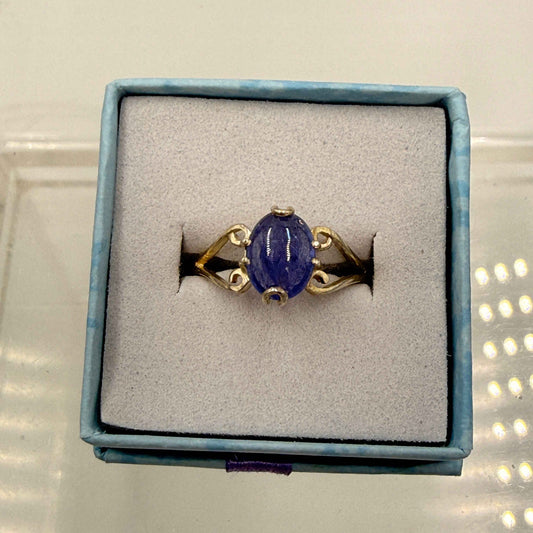 Sterling Silver Flowy Split Banded Oval Tanzanite Ring - Size 8 - Spiritual, Intuitive & Elevated