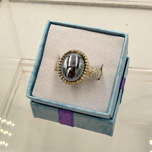 Sterling Silver Beaded Terahertz Ring - Size 8 - Healing, Energizing & Cleansing