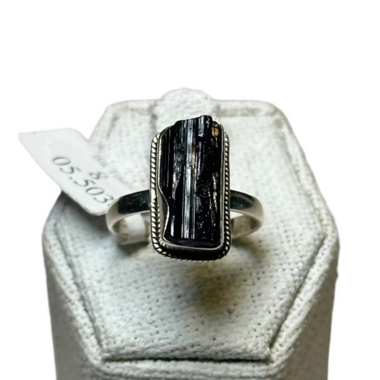 Black Tourmaline Ring Size-8 (05.5034)
