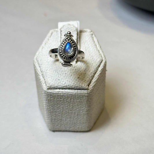 Rainbow Moonstone Poison Ring Size 7 (05.4040)