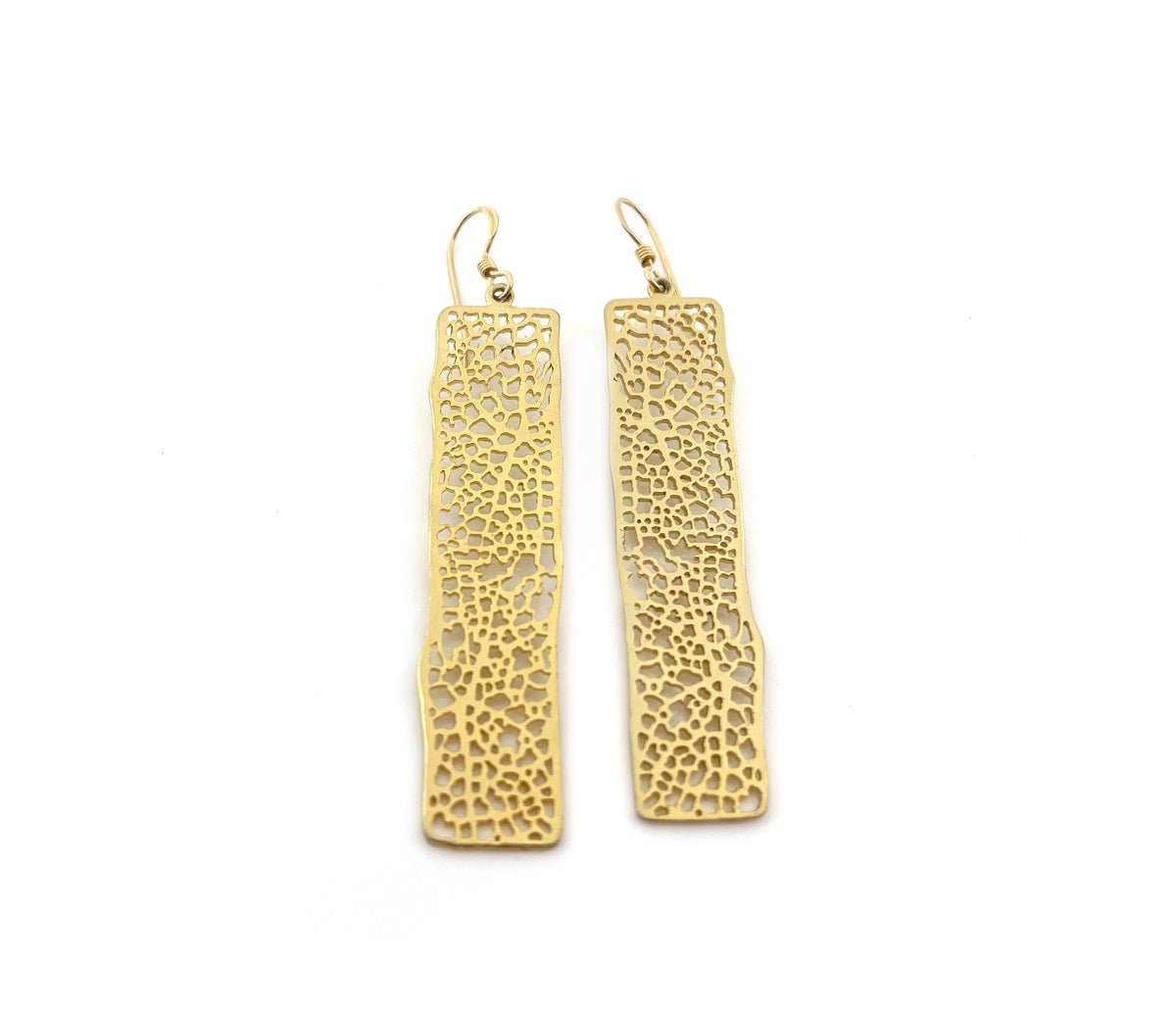 Gold Mesh Rectangle Statement Earrings – 14K Gold Filled
