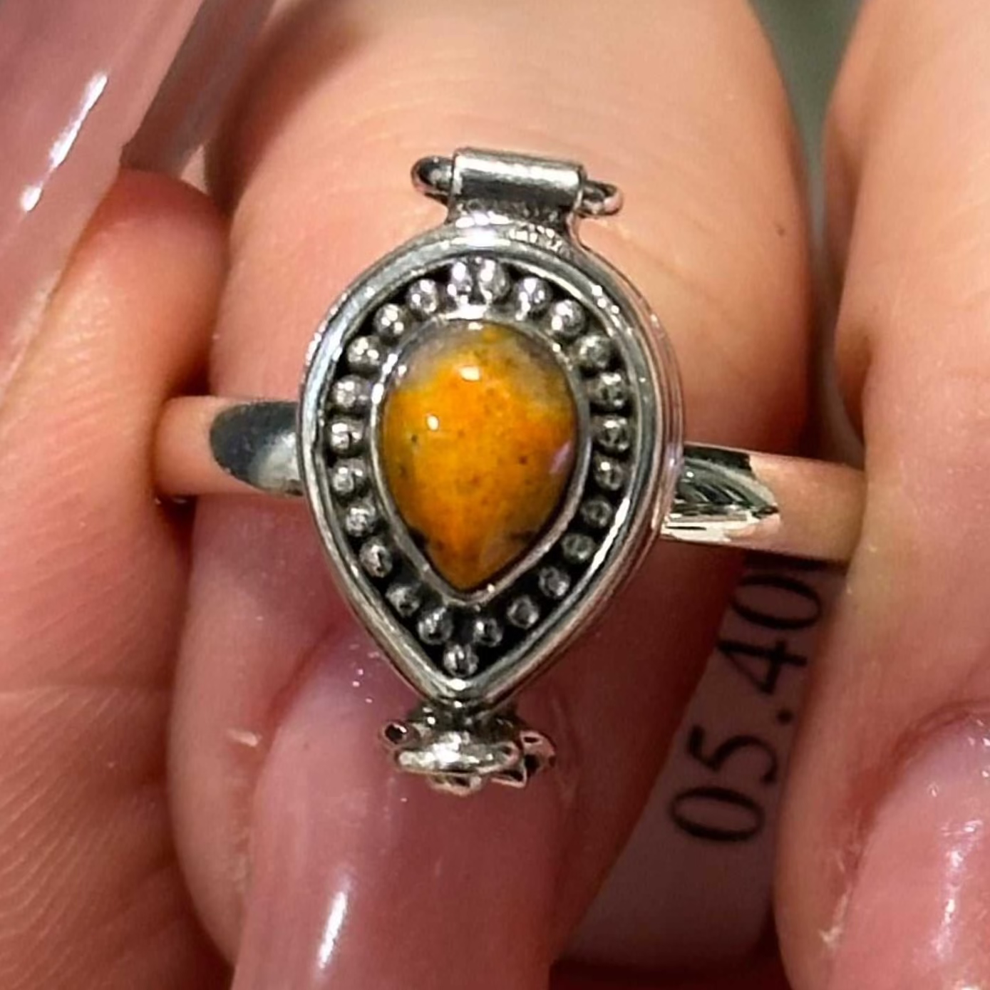 BumbleBee Jasper Poison Ring Size- 10 (05.4040)