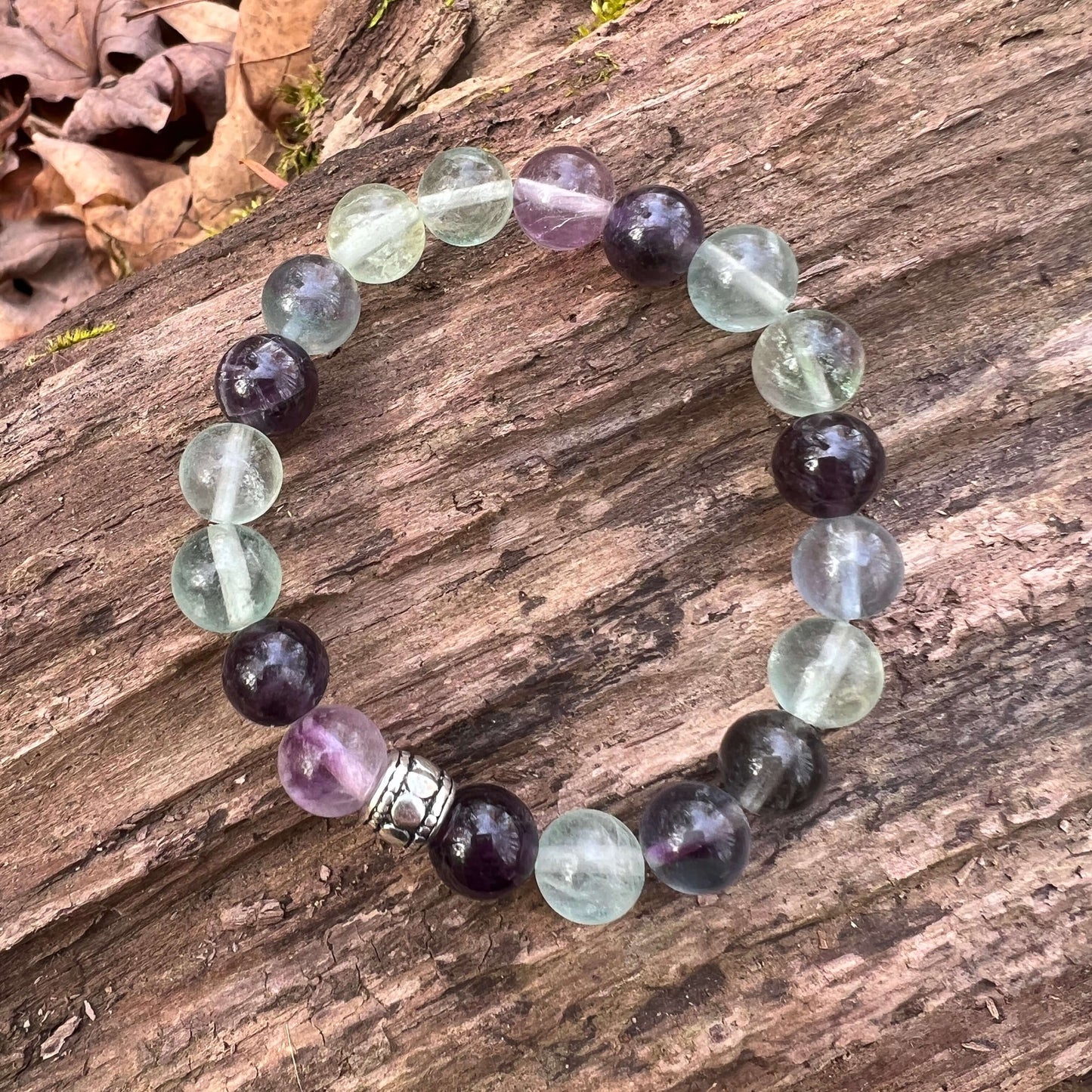 Fluorite and Amethyst Bead Bracelet