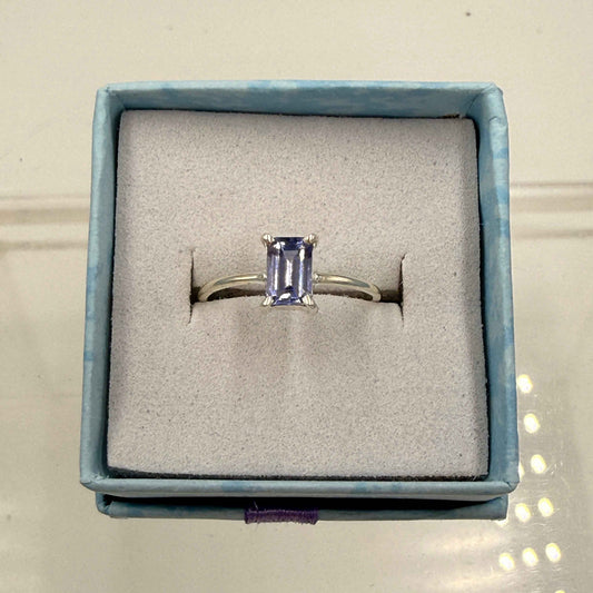 Sterling Silver Rectangular Tanzanite Ring - Size 5 - Spiritual, Intuitive & Elevated