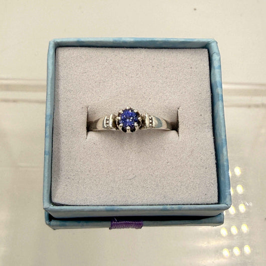 Sterling Silver Crown Set Round Tanzanite Ring - Size 6 - Spiritual, Intuitive & Elevated