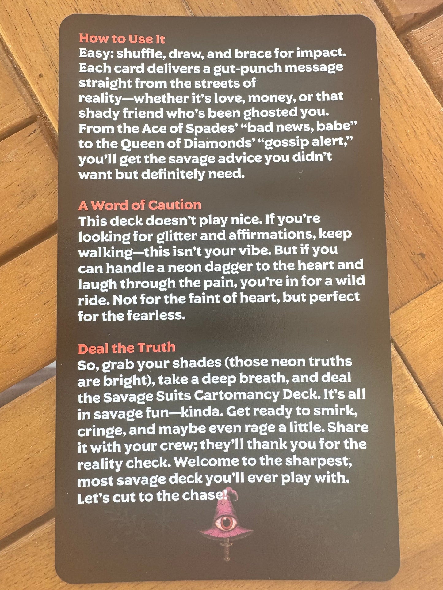 Savage Suits Cartomancy Deck Cards for Truth Seekers