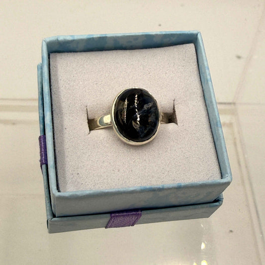 Sterling Silver Oval Pietersite Ring - Size 8 - Grounding, Transformative & Insightful