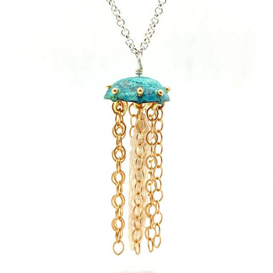 Green Copper Jellyfish Necklace