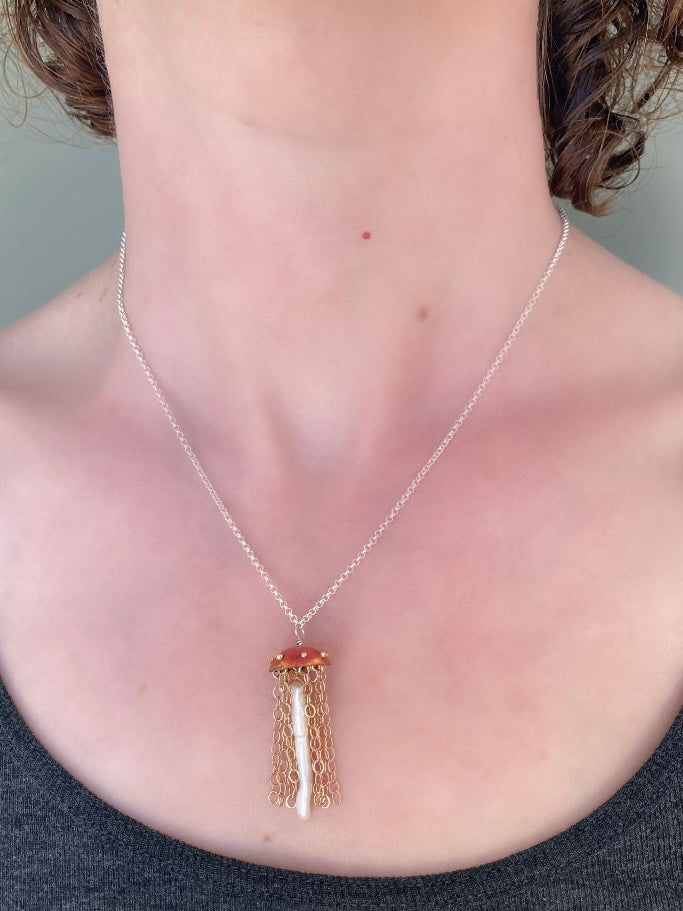 Red Copper Jellyfish Necklace