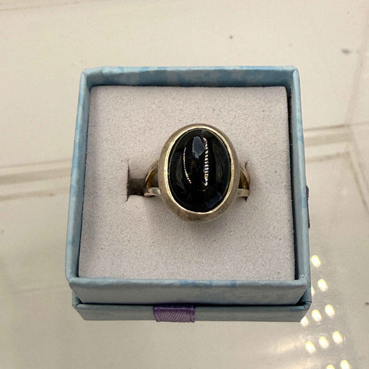 Sterling Silver Split Banded Oval Pietersite Ring - Size 5 - Grounding, Transformative & Insightful
