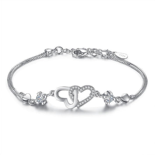 I Love You Bracelet with Cubic Zirconia