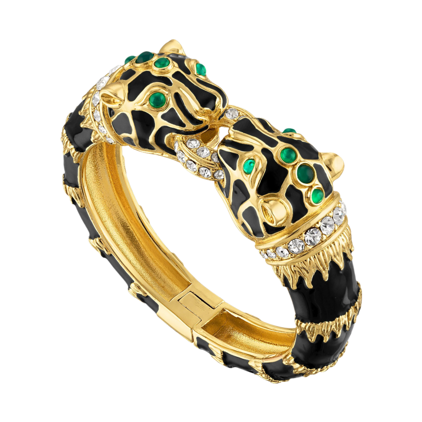 Black Enamel Double Panther Bracelet