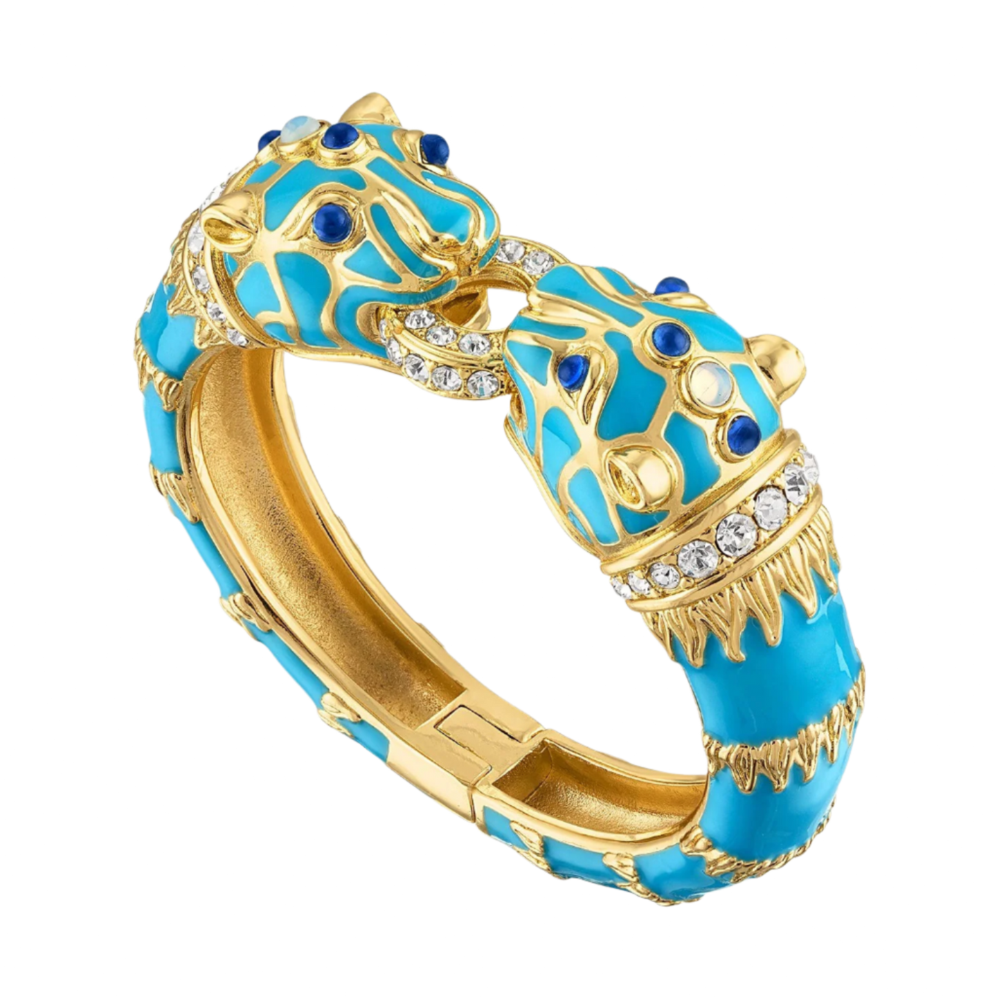 Turquoise Enamel Double Panther Bracelet