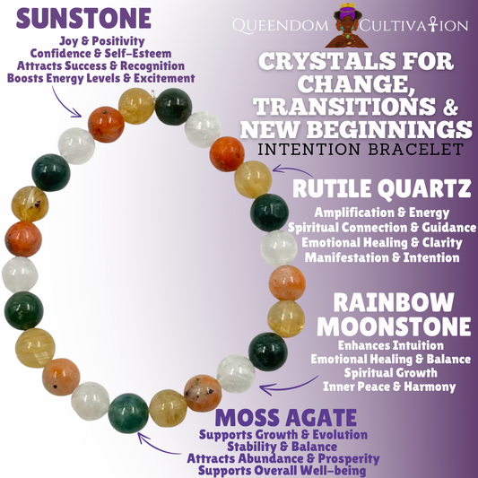 Crystals for Change, Transitions & New Beginnings Stretch Bracelet (8mm) | Queendom Gives Back
