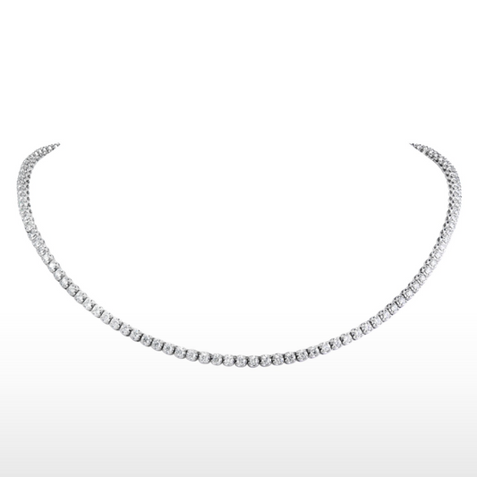 Natural Diamond Tennis Necklace in 14K White Gold – 4.83ctw, 17-Inch Fine Jewelry