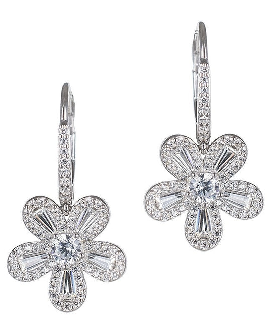 Baguette CZ Flower Earrings