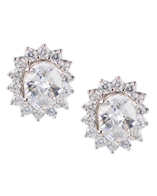 Oval Halo Pierced Earrings